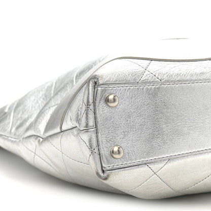 Metallic Calfskin Stitched CC Club Monaco Tote Silver