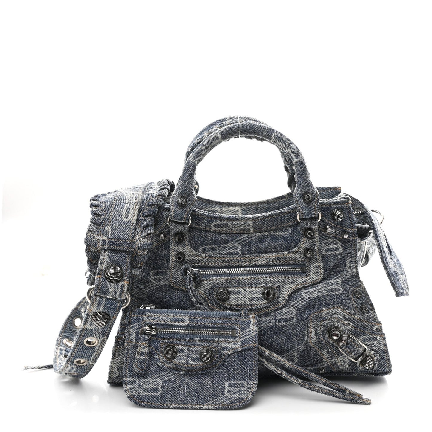 Denim BB Monogram Neo Cagole Handbag XS Blue