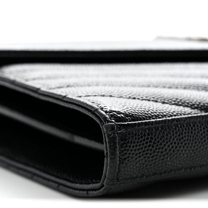 Grain De Poudre Matelasse Chevron Monogram Chain Wallet Black