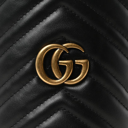 Calfskin Matelasse Mini GG Marmont 2.0 Bucket Bag Black
