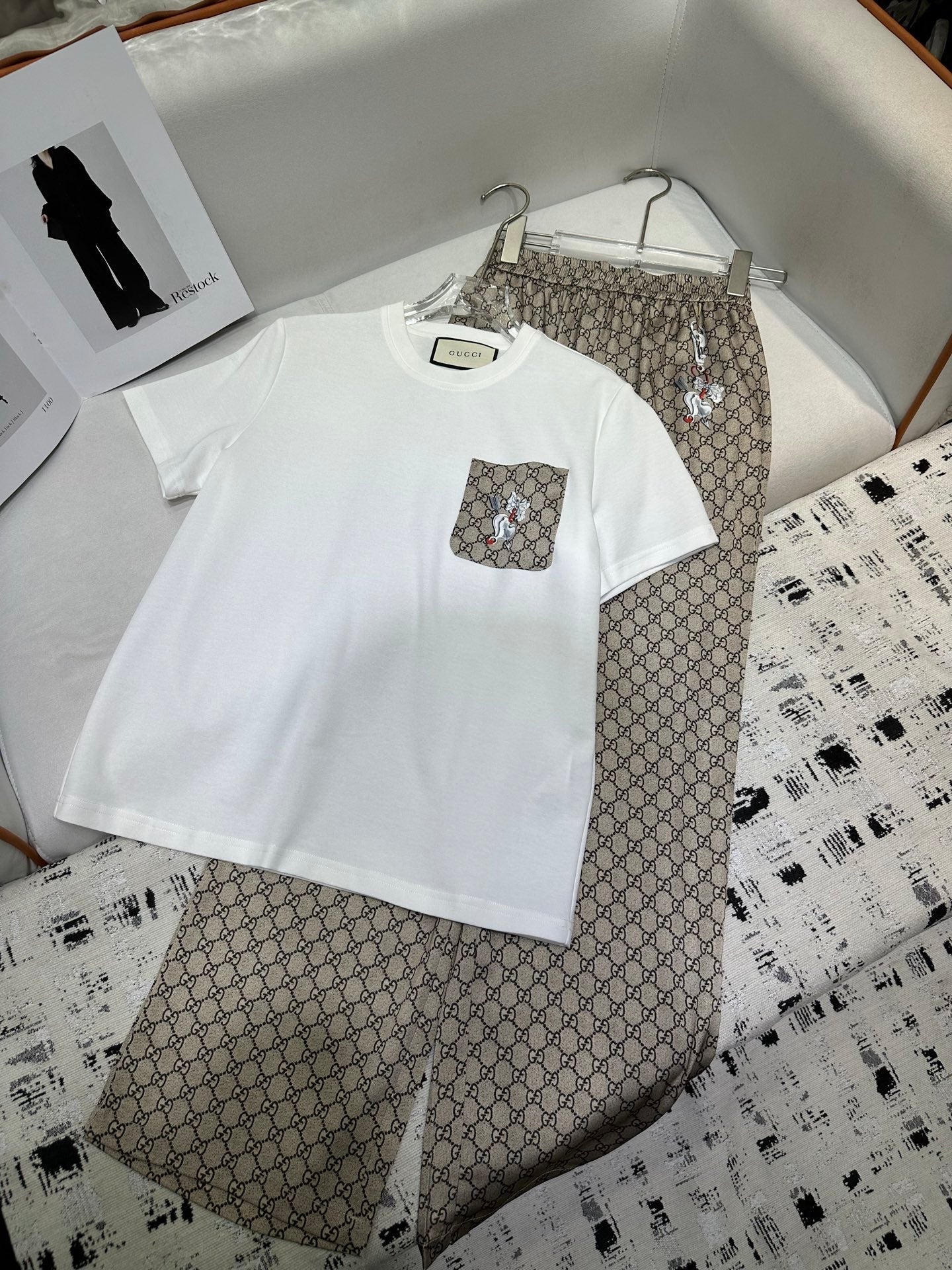 Gucci 2025 Pattern Set White Brown Polyester Fiber