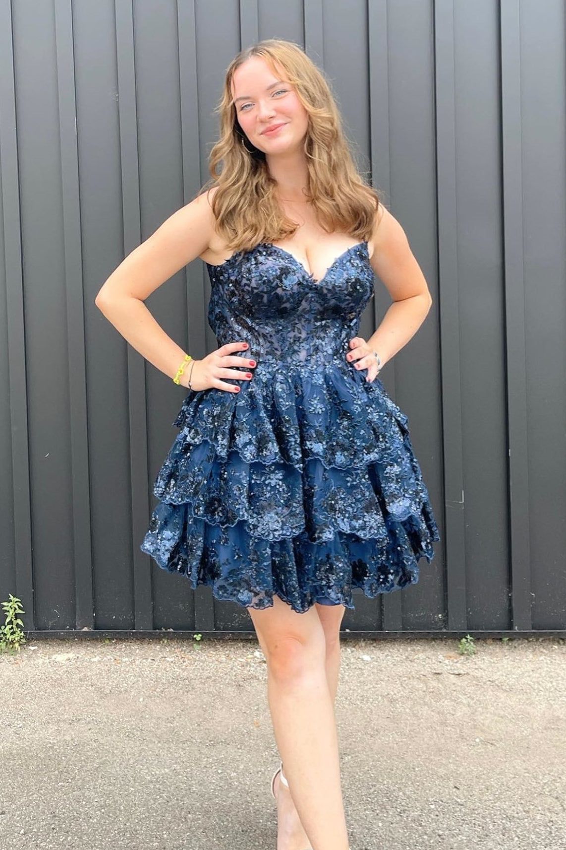 Luxury Lace Spaghetti Straps Homecoming Dress