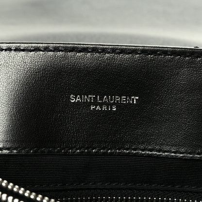 Calfskin Y Quilted Monogram Medium Loulou Chain Satchel Black