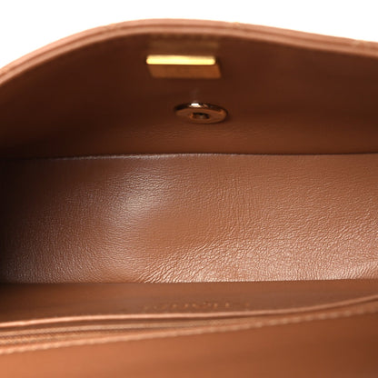 Lambskin Quilted Mini Rectangular Flap Brown