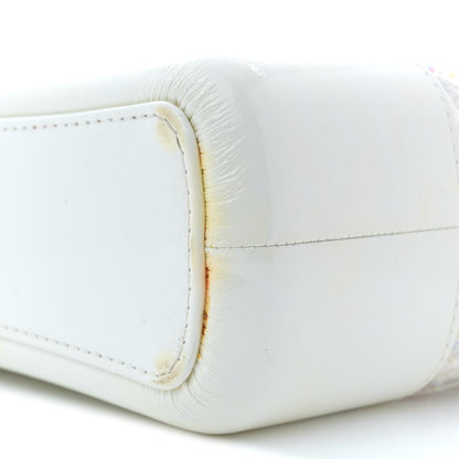 Tweed PVC Patent Chevron Quilted Medium Gabrielle Hobo White