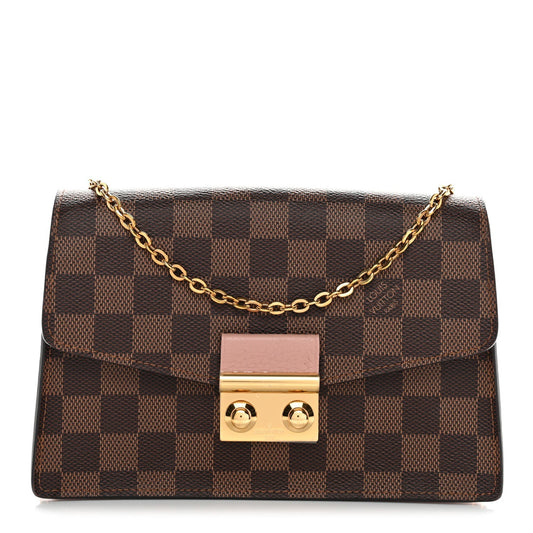 Damier Ebene Croisette Chain Wallet Magnolia