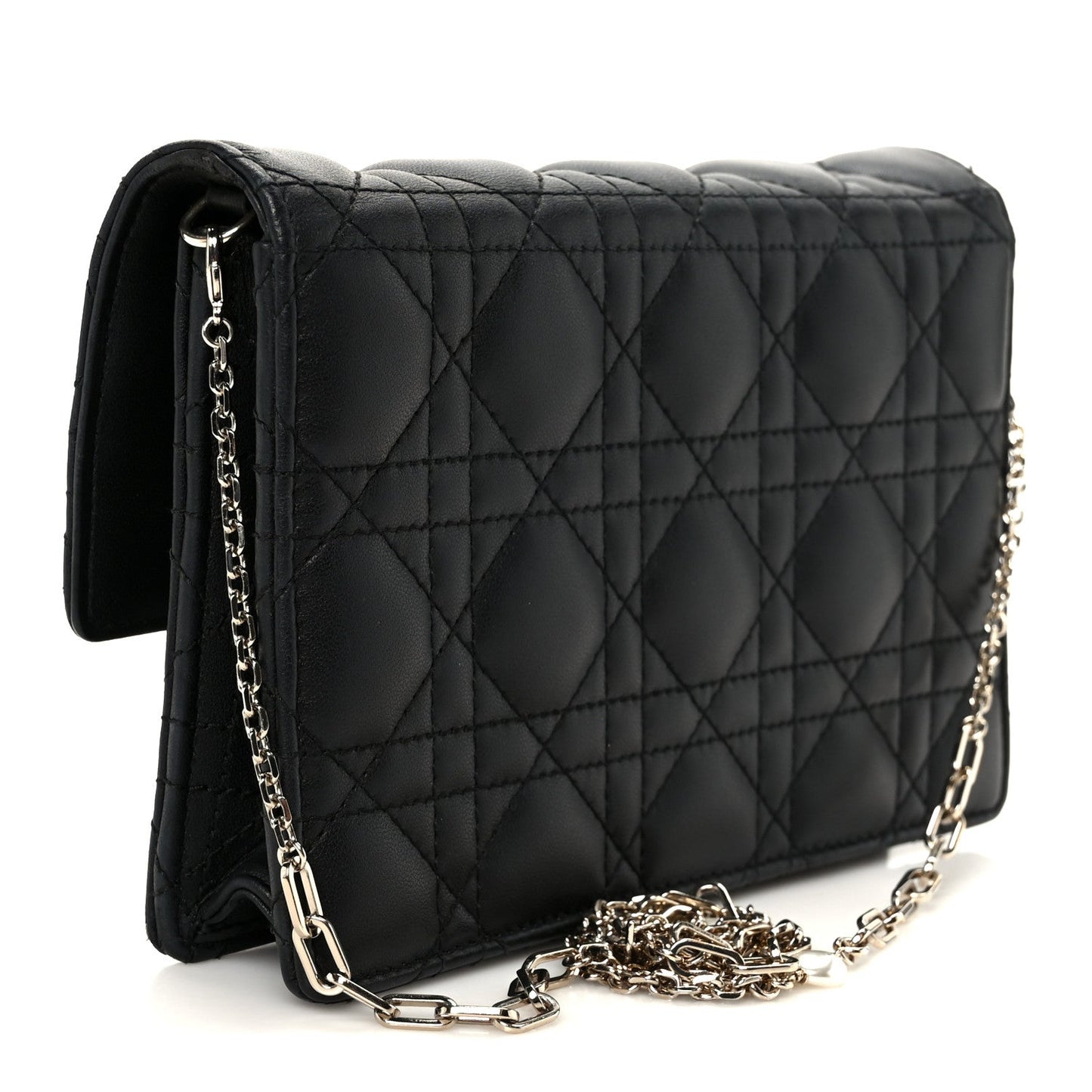 Lambskin Cannage Chain My Dior Daily Chain Pouch Black
