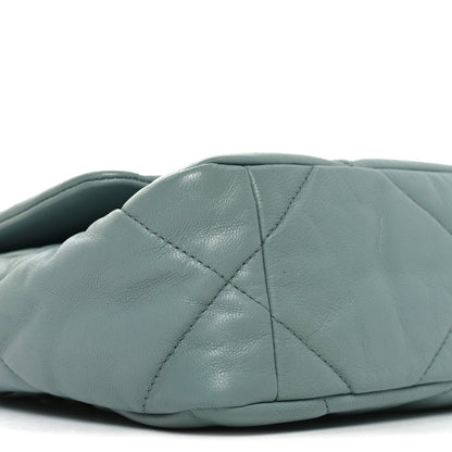 Goatskin Quilted Medium Chanel 19 Flap Light Blue