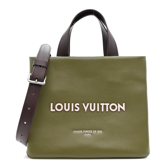 Calfskin Mini Shopper Tote Khaki Green