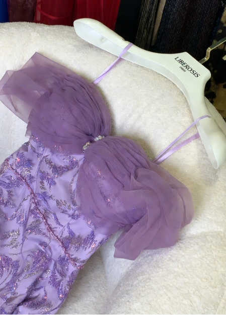Charming Purple Mermaid Sequin Jacquard Satin Long Prom Dress Evening Dress P4744