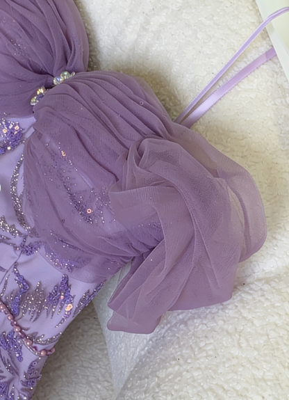 Charming Purple Mermaid Sequin Jacquard Satin Long Prom Dress Evening Dress P4744