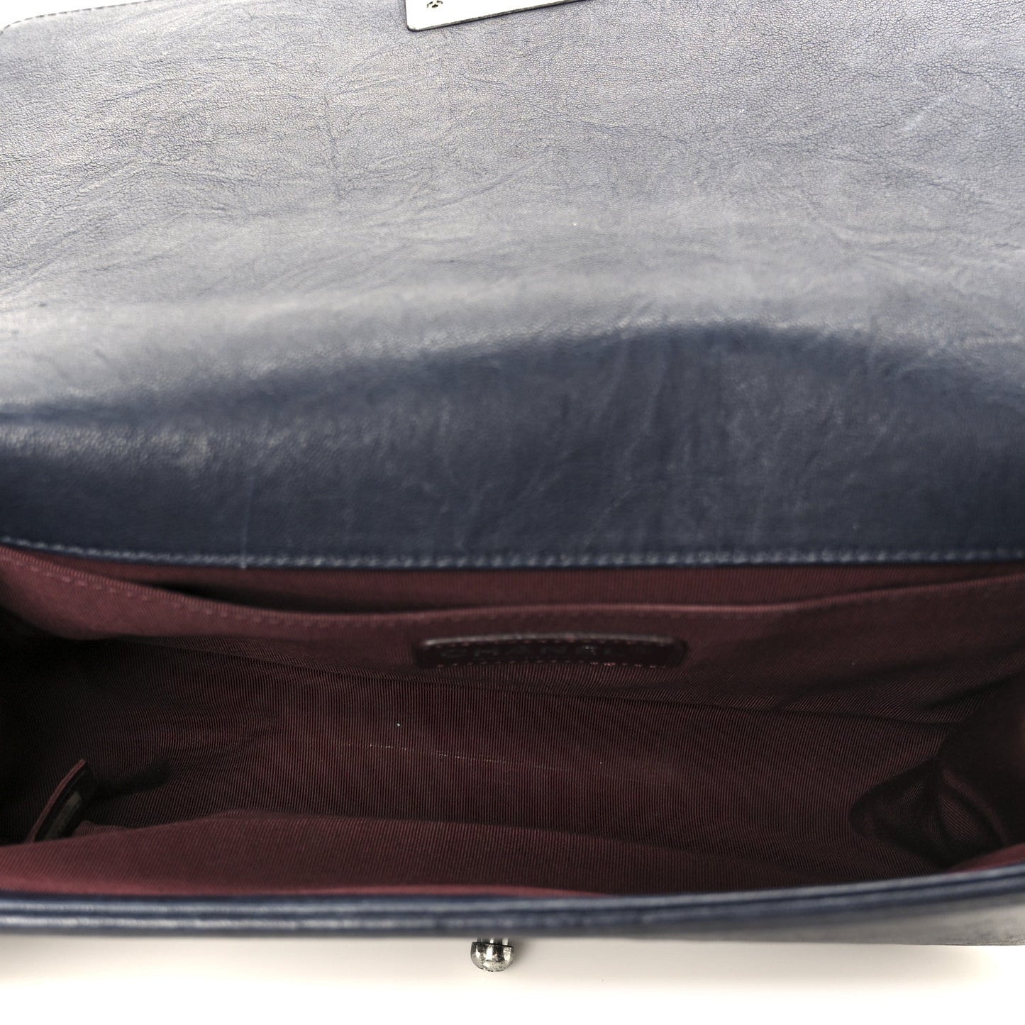 Crumpled Lambskin Medium Studded Boy Flap Navy