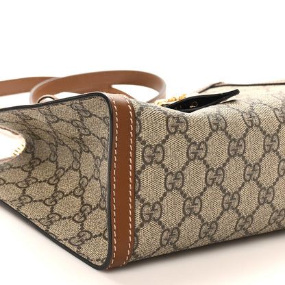 GG Supreme Monogram Calfskin Small Padlock Tote Beige Ebony Tuscany