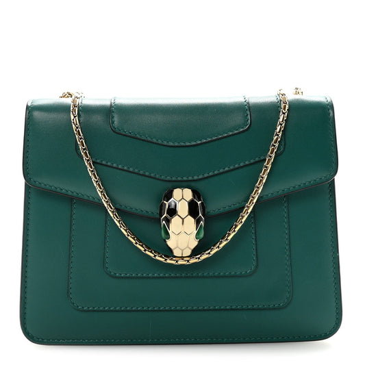 Calfskin Small Serpenti Forever Snake Strap Crossbody Bag Emerald Green