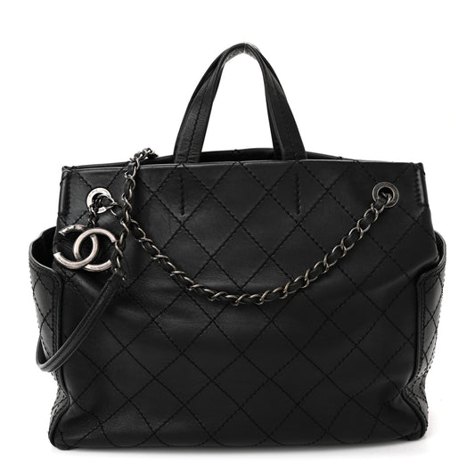 Calfskin CC Pocket Tote Black