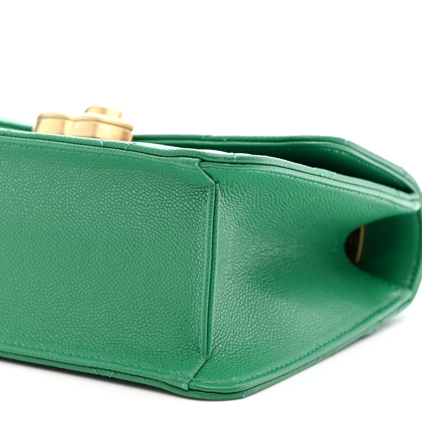 Caviar Quilted Mini CC Flap Green