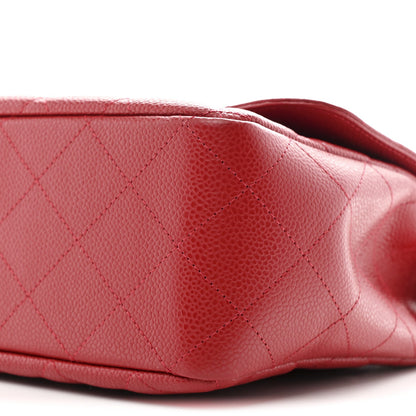 Caviar Quilted Jumbo Single Flap Red