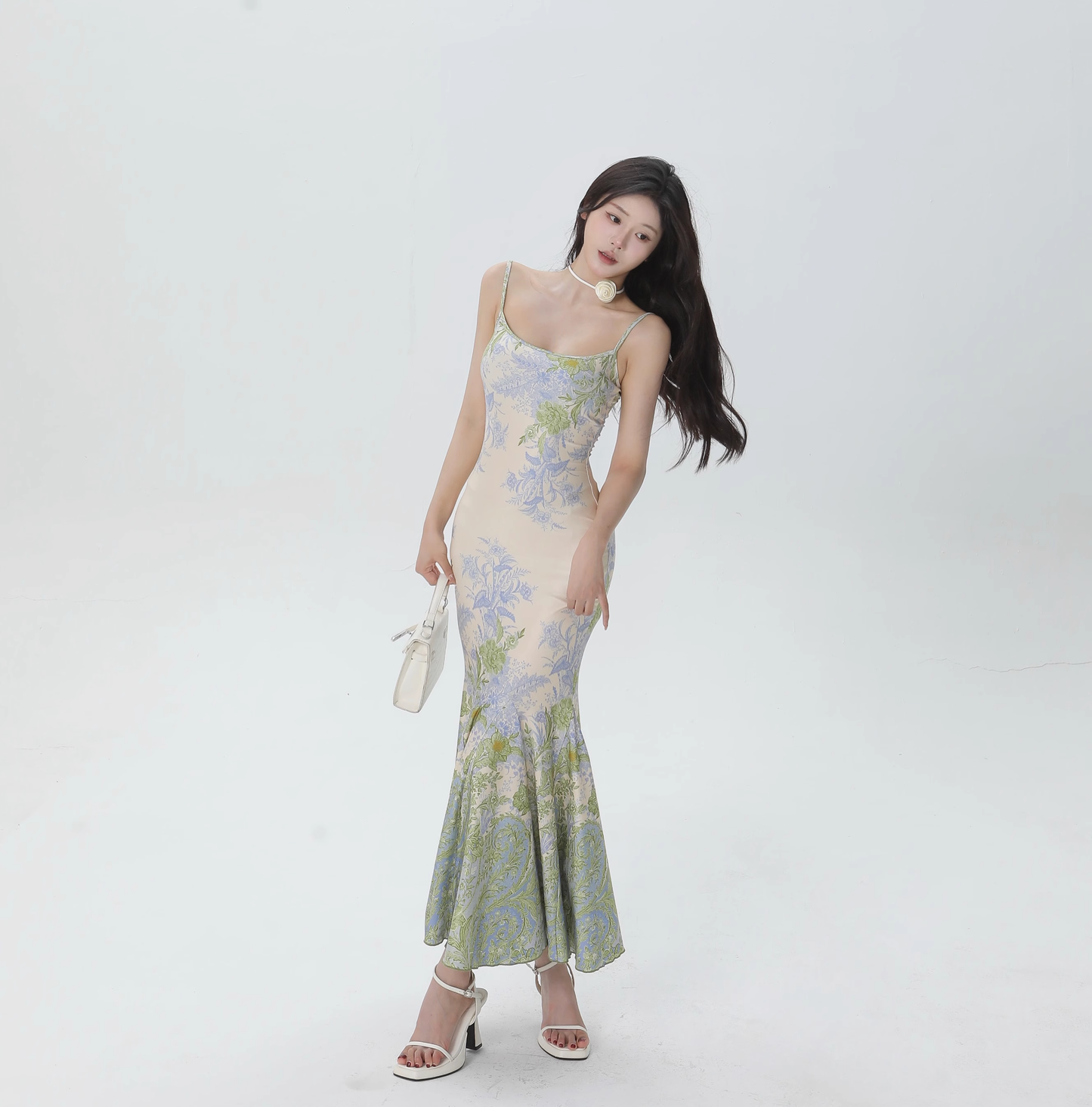 New Fashion Starry Sky Blue Spaghetti Strap Dress Elegant Banquet Dress TP2883