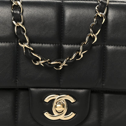 Lambskin Resin Crystal Square Quilted Mini Monacoco Flap Black