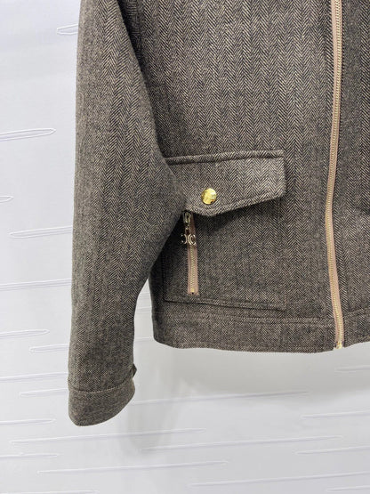 CELINE 25S PU LEATHER JACKET WITH LAPEL TRIM 0032
