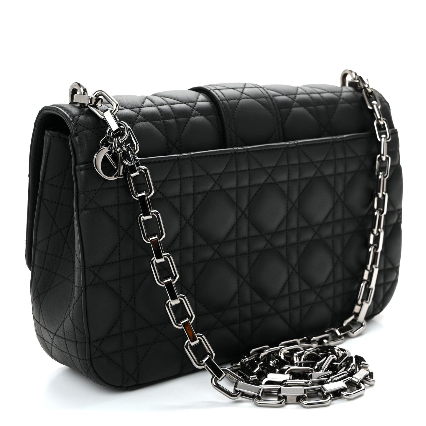 Ultra Matte Calfskin Cannage Medium Miss Dior Flap Black