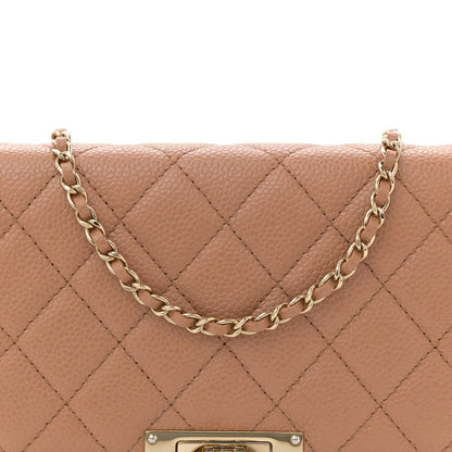 Caviar Quilted Golden Class Wallet On Chain WOC Beige