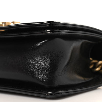 Metallic Glazed Calfskin Small Boy Flap Black Gold
