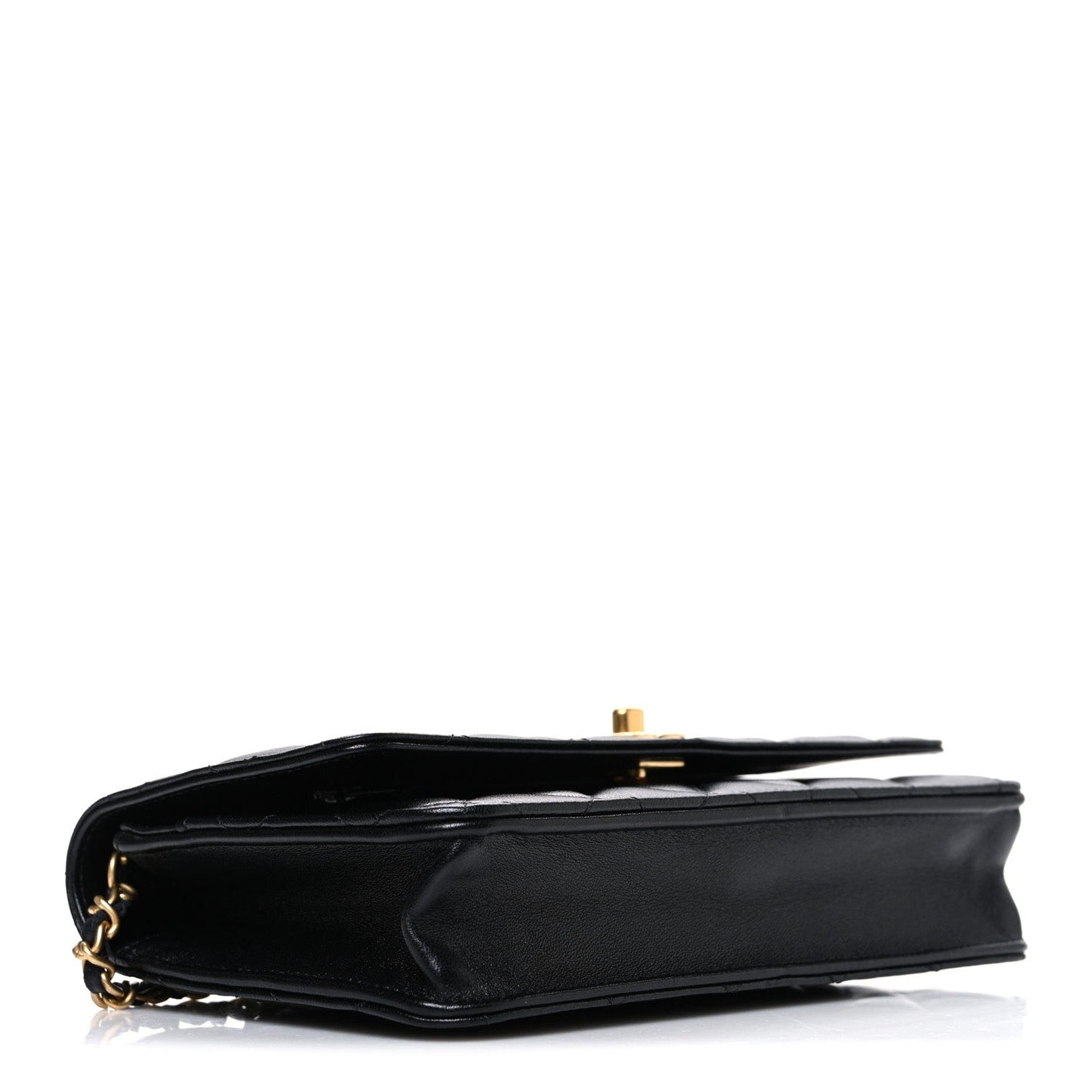 Lambskin Quilted CC Pearl Crush Wallet on Chain WOC Black