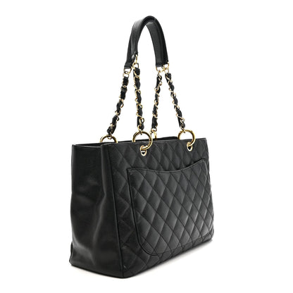 Caviar Quilted Grand Shopping Tote GST Black