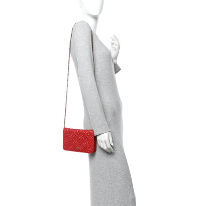 Caviar Camellia Embossed Wallet On Chain WOC Red