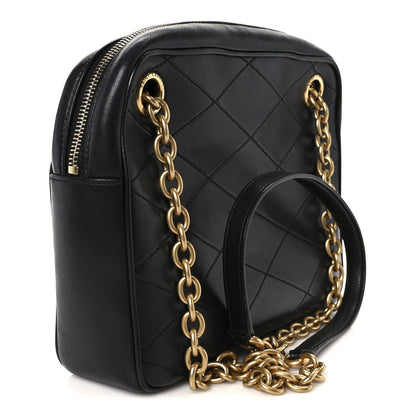 Lambskin Quilted Le Maillon Chain Strap Crossbody Black