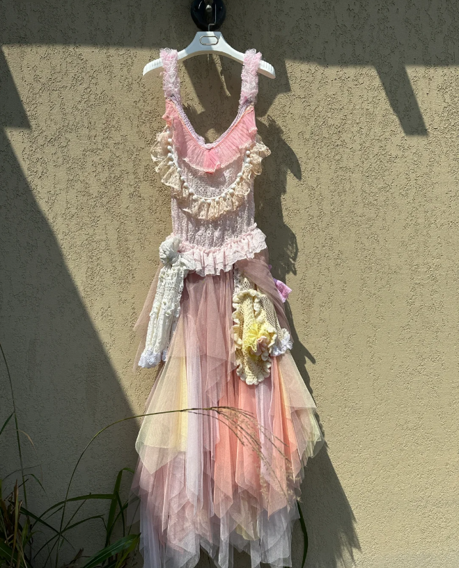 Dreamy Gradient Spaghetti Strap Lace Trim Layered Tulle Long Prom Dress Birthday Dress P4778