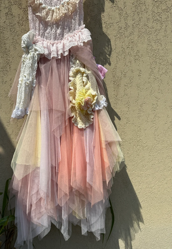 Dreamy Gradient Spaghetti Strap Lace Trim Layered Tulle Long Prom Dress Birthday Dress P4778