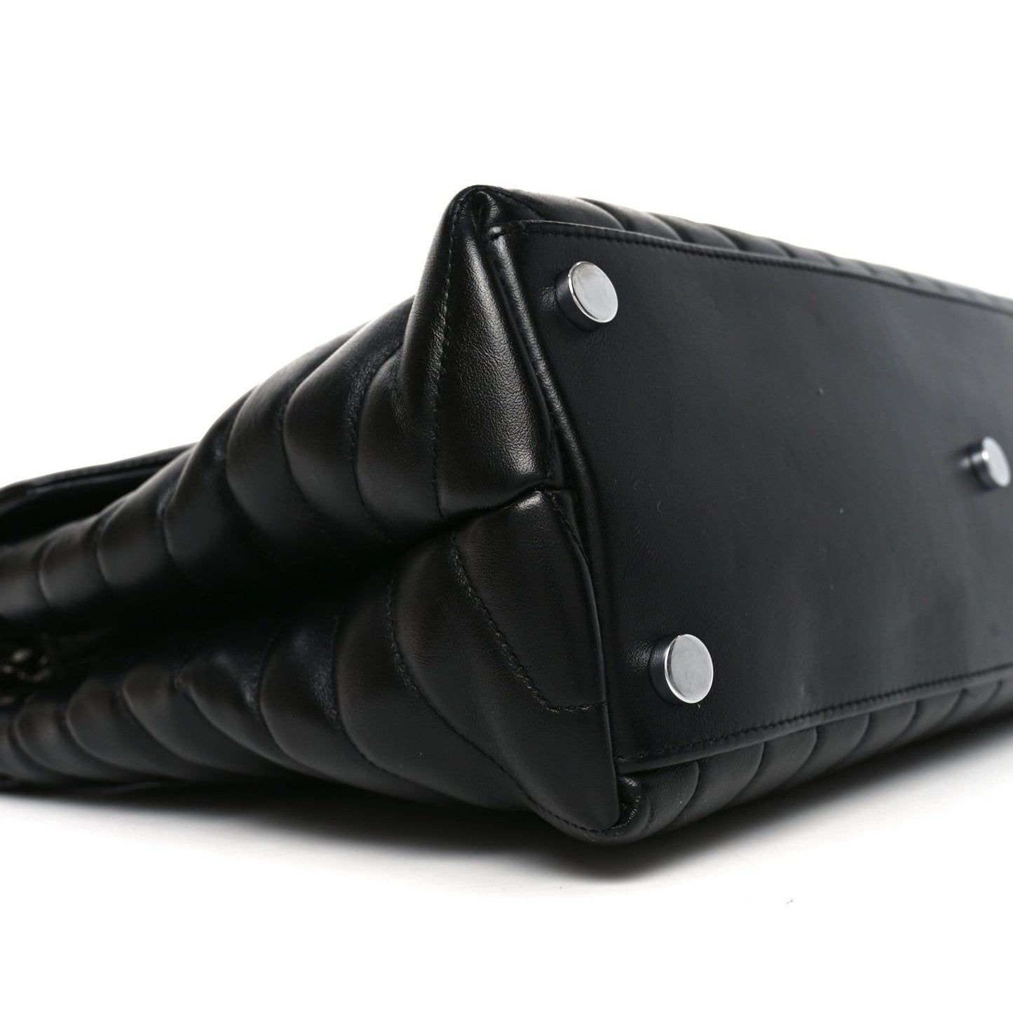Calfskin Y Quilted Monogram Large Loulou Chain Satchel Black