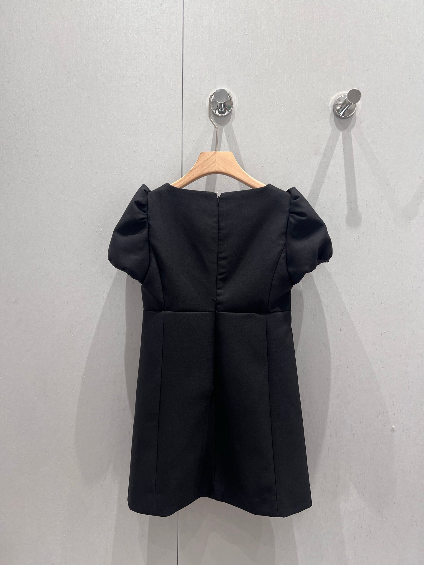 Celine 25 Rhinestone Button Mini Dress Black Wool 220842