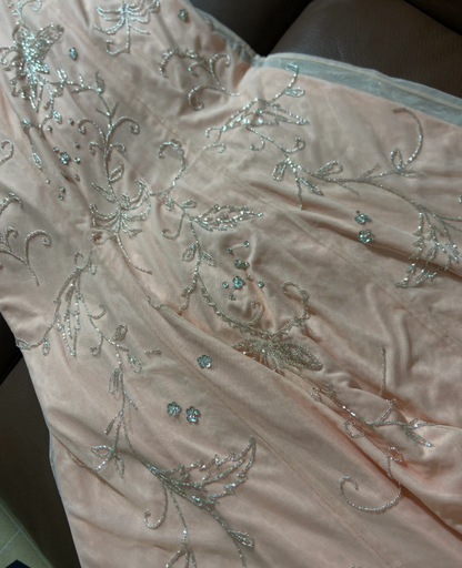 Sweet Pink Halter Neck Mermaid Beaded Sheer Tulle Long Prom Dress Birthday Dress P4786