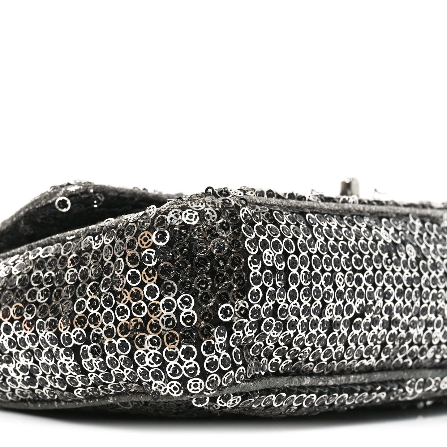 Sequin Medium Single Flap Dark Silver