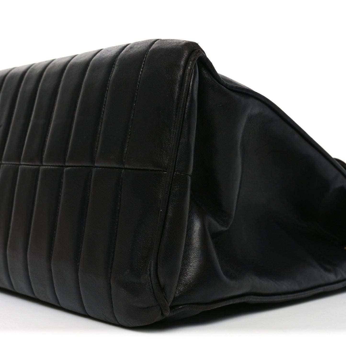 Lambskin Vertical Quilted XL Jumbo Single Flap Black