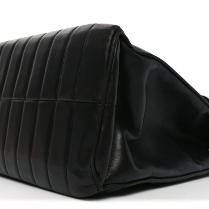 Lambskin Vertical Quilted XL Jumbo Single Flap Black