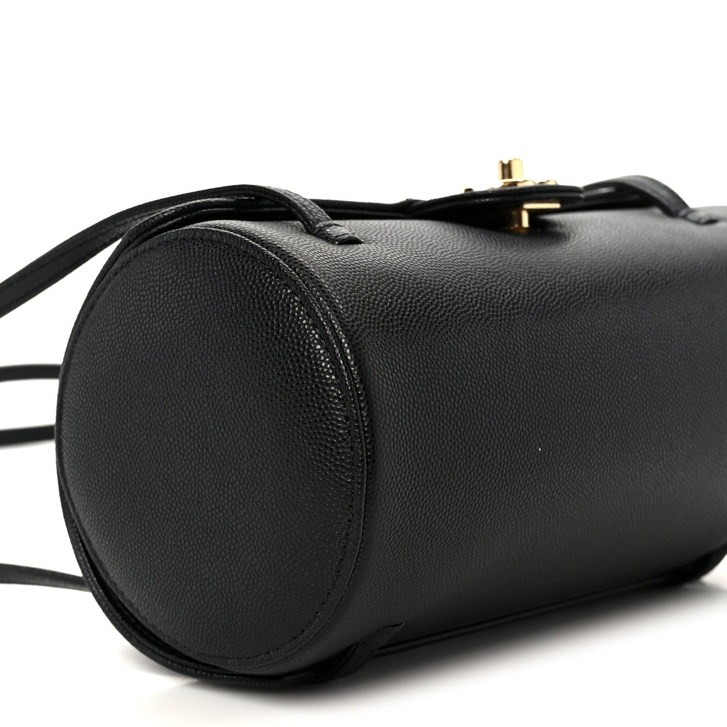 Shiny Caviar Preppy Coco Small Bowling Bag Black