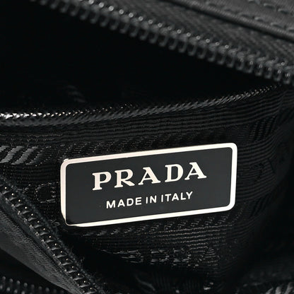 Re-Nylon Vela Saffiano Pocket Single Buckle Messenger Shoulder Bag Black