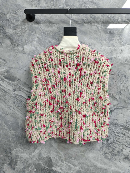Chanel 2025 Hand-crocheted Cardigan Vest Multicolor Cashmere 327001