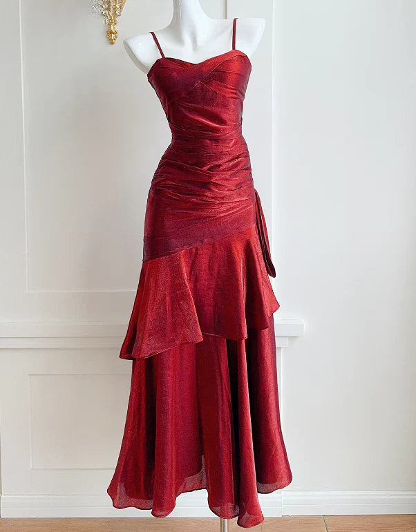 omberprom Elegant Dresses Gowns Evening Dresses Spaghetti Straps Burgundy Mermaid Long Prom Dress Formal Party Gown