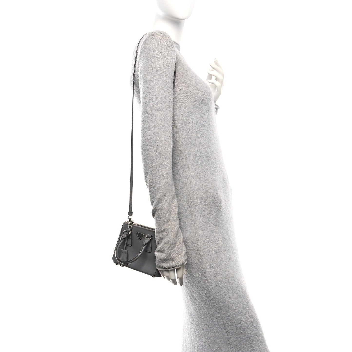 Saffiano Micro Galleria Double Zip Tote Marmo