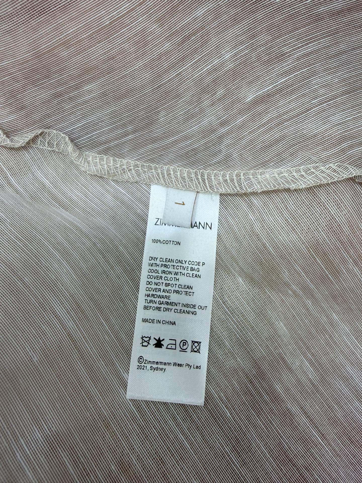 Zimmermann Polly Dress Brown Beige Cotton 347318