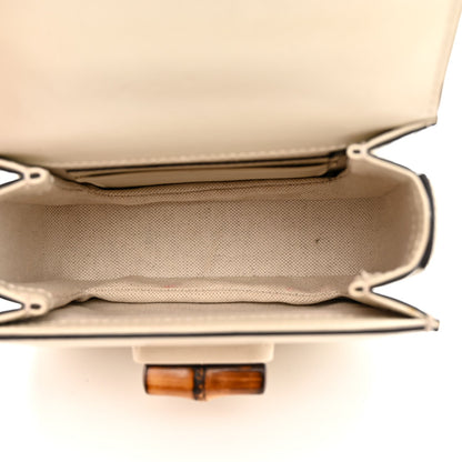Boarded Dyana Lux Calfskin Web Mini Bamboo 1947 Top Handle Bag  Mystic White