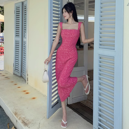 Women New Simple Fashion Slim-fit Spaghetti Strap Dress TP2887