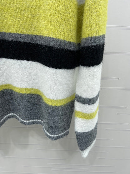 Chanel 2025 Striped Pullover Long-sleeved Sweater Yellow Wool Cashmere 319606