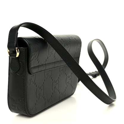 Gilbert Calfskin GG Super Mini Shoulder Bag Black