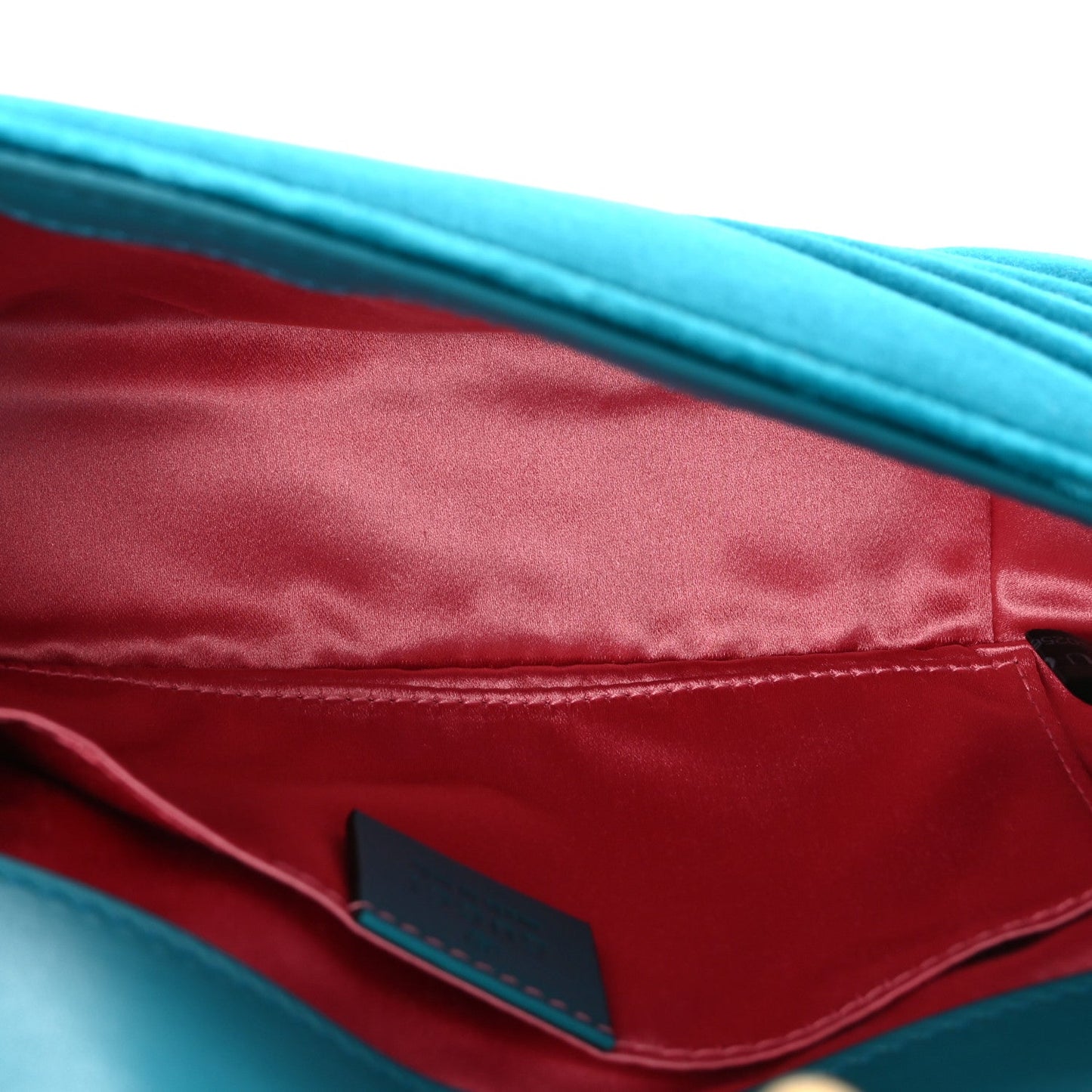 Velvet Matelasse Mini GG Marmont Shoulder Bag Pavone Cyan